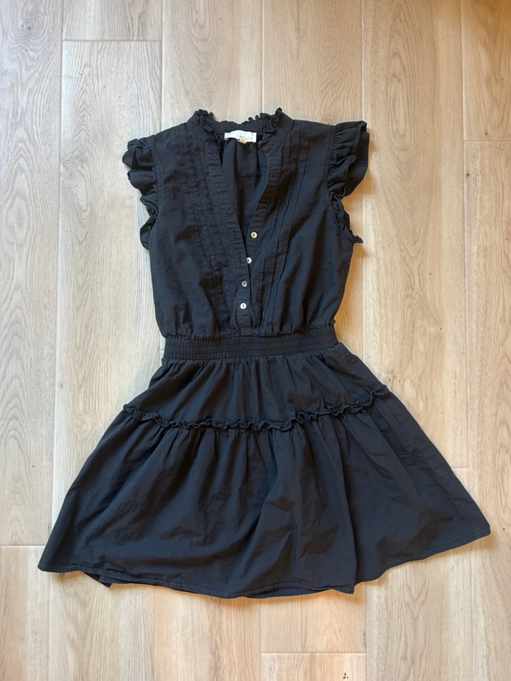Pinch Black Ruffle Mini Dress 100% cotton